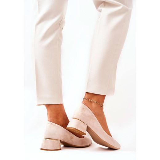 Lewski Shoes Zamszowe Czółenka Lewski 3118 Beżowe beżowy Lewski Shoes 40 ButyModne.pl