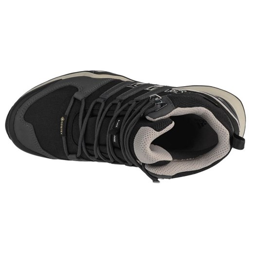 Buty sportowe damskie Adidas terrex na płaskiej podeszwie czarne na jesień sznurowane 