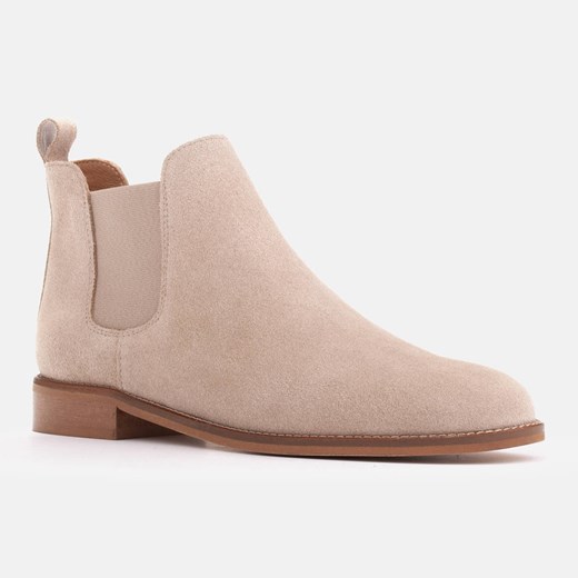 Marco Shoes Sztyblety zamszowe z gumą 2210B-813-1 beżowy Marco Shoes 41 ButyModne.pl