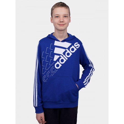 Bluza Dziecięca Adidas LOGO HD Z Kapturem Kangurka Niebieska 140 darcet