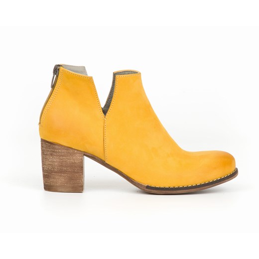 botki z suwakiem z tyłu - skóra naturalna - model 501 - kolor żółty Zapato 40 zapato.com.pl