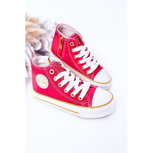 Dziecięce Wysokie Trampki Z Suwakiem BIG STAR HH374137 Różowe 32 ZAZOO