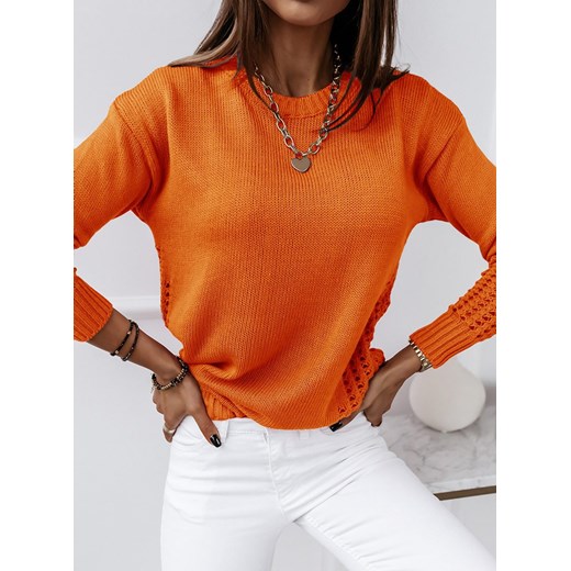 Pomarańczowy ażurkowy sweterek Midheta - pomarańczowy Pakuten S/M okazja pakuten.pl