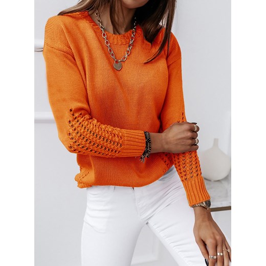 Pomarańczowy ażurkowy sweterek Midheta - pomarańczowy Pakuten S/M okazja pakuten.pl