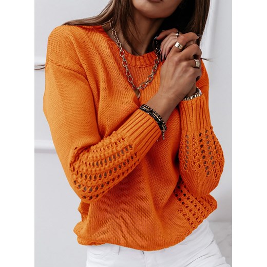 Pomarańczowy ażurkowy sweterek Midheta - pomarańczowy Pakuten S/M promocyjna cena pakuten.pl