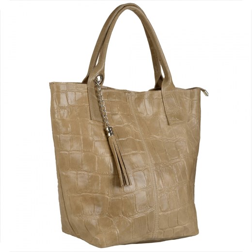 Torebka worek skórzana shopper wzór aligatora beżowa ze sklepu melon.pl w kategorii Torby Shopper bag - zdjęcie 134916058