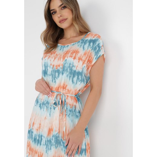 Niebiesko-Pomarańczowa Sukienka Sophyllis 2XL Born2be Odzież