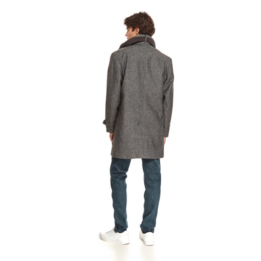 Płaszcz klasyczny z wełnianej tkaniny Top Secret XL promocyjna cena Top Secret