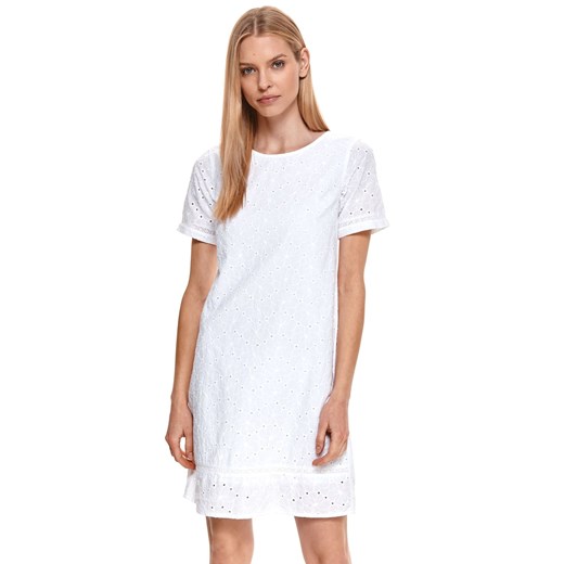 Biała sukienka o luźnym kroju z falbanką Top Secret 38 Top Secret okazyjna cena