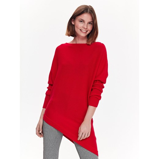 Czerwony sweter damski z asymetrycznym dołem Top Secret 34 Top Secret okazja
