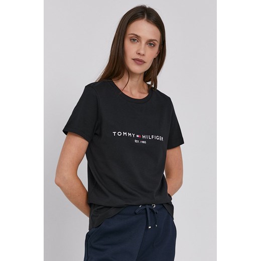Tommy Hilfiger t-shirt bawełniany kolor czarny WW0WW31999 ze sklepu ANSWEAR.com w kategorii Bluzki damskie - zdjęcie 134994146