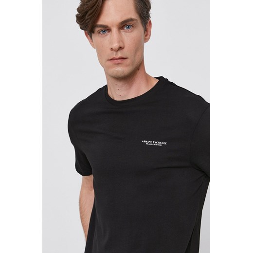 Armani Exchange T-shirt bawełniany kolor czarny z nadrukiem Armani Exchange M wyprzedaż ANSWEAR.com