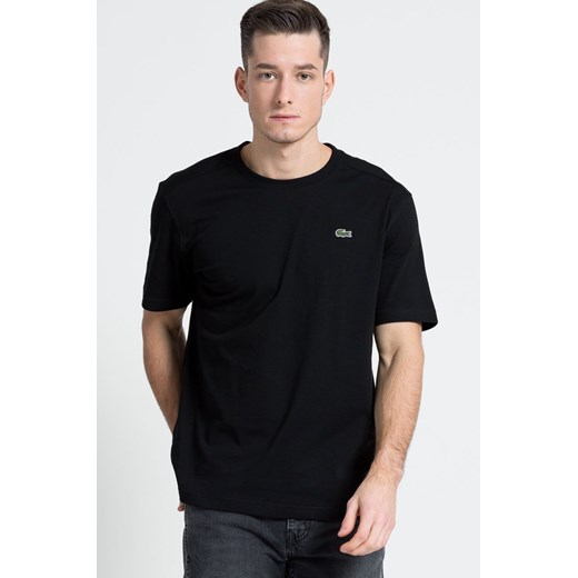 Lacoste t-shirt męski kolor czarny gładki ze sklepu ANSWEAR.com w kategorii T-shirty męskie - zdjęcie 134996087