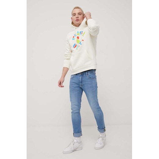 Converse bluza męska kolor beżowy z kapturem z nadrukiem Converse XL ANSWEAR.com