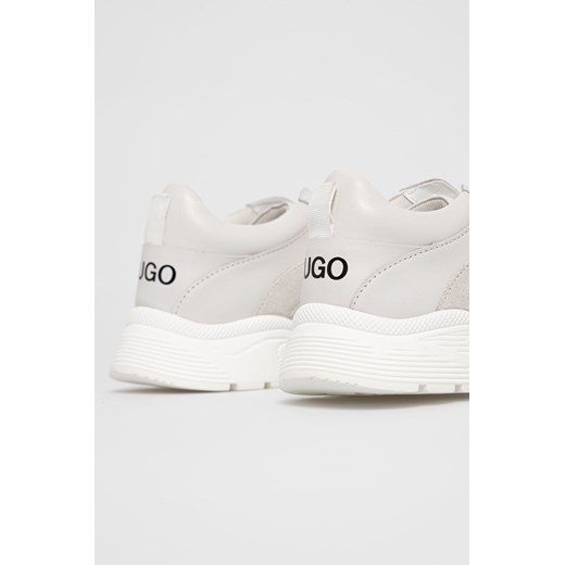 Hugo Buty skórzane kolor biały na płaskiej podeszwie 39 ANSWEAR.com promocyjna cena