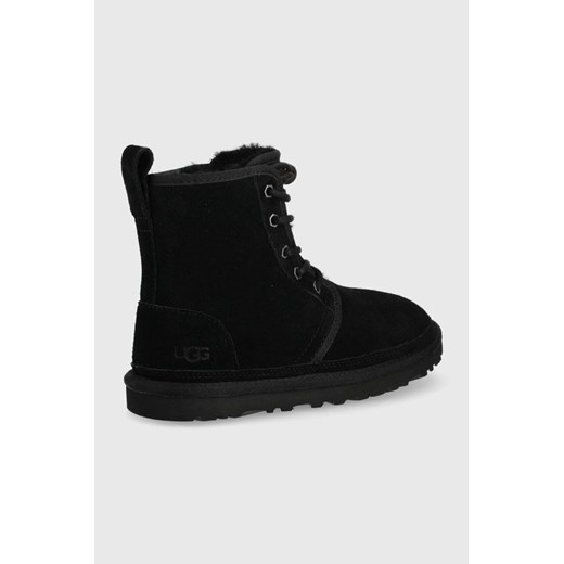 UGG botki zamszowe Neumel damskie kolor czarny na płaskim obcasie ocieplone 39 ANSWEAR.com okazja