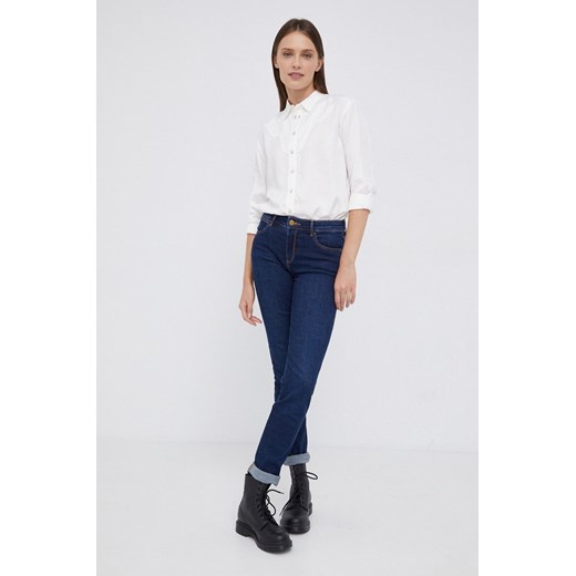 Wrangler jeansy SLIM NIGHT BLUE damskie medium waist Wrangler 28/32 promocyjna cena ANSWEAR.com