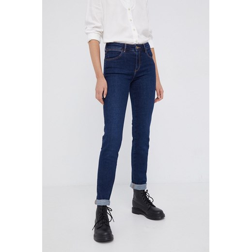 Wrangler jeansy SLIM NIGHT BLUE damskie medium waist Wrangler 29/32 okazja ANSWEAR.com