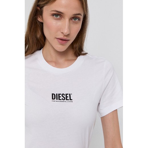 Diesel T-shirt bawełniany kolor biały Diesel XS wyprzedaż ANSWEAR.com