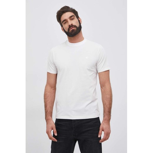 Lacoste T-shirt męski kolor kremowy gładki Lacoste S wyprzedaż ANSWEAR.com