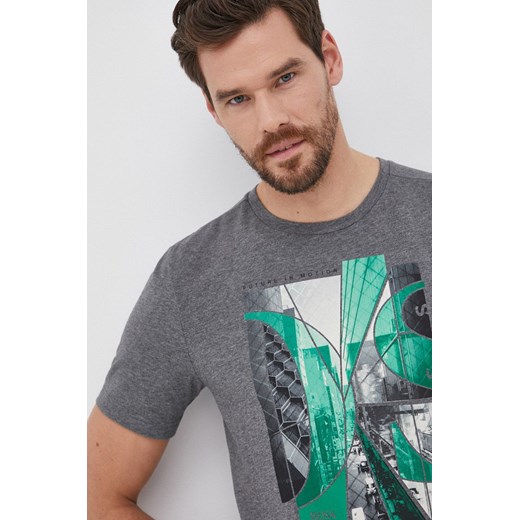 Boss T-shirt męski kolor szary z nadrukiem XL promocyjna cena ANSWEAR.com