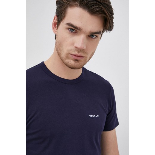 Versace T-shirt (2-pack) męski kolor granatowy gładki AU04023 ze sklepu ANSWEAR.com w kategorii T-shirty męskie - zdjęcie 135028765