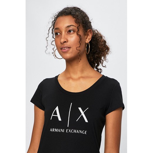 Armani Exchange t-shirt bawełniany kolor czarny 8NYT70 YJ16Z NOS ze sklepu ANSWEAR.com w kategorii Bluzki damskie - zdjęcie 135034938
