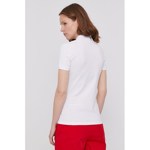 Lacoste T-shirt damski kolor biały z kołnierzykiem Lacoste 36 ANSWEAR.com