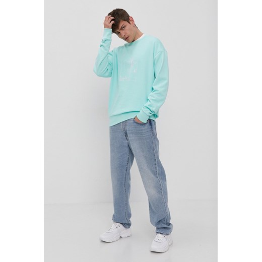 adidas Originals Bluza bawełniana męska kolor turkusowy z nadrukiem L wyprzedaż ANSWEAR.com