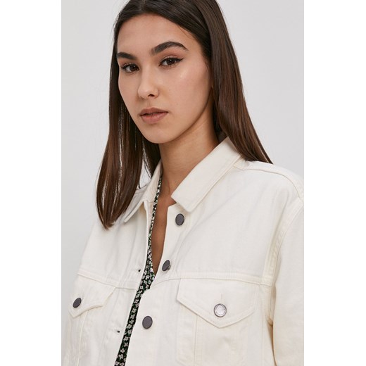 Superdry Kurtka jeansowa damska kolor kremowy przejściowa Superdry L okazyjna cena ANSWEAR.com
