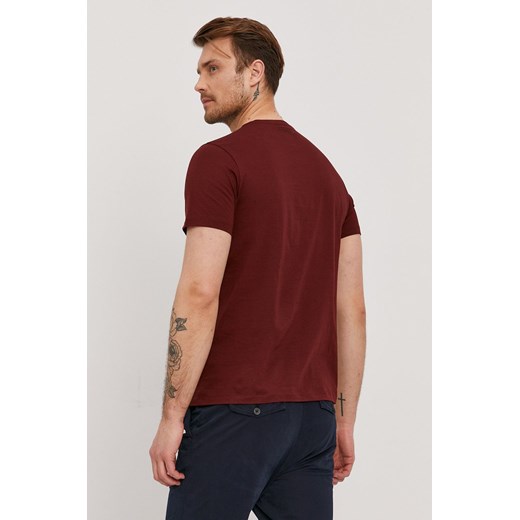 Baldessarini T-shirt męski kolor bordowy z nadrukiem 48 promocyjna cena ANSWEAR.com
