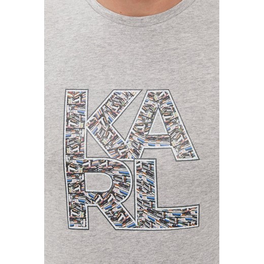 Karl Lagerfeld T-shirt męski kolor szary z nadrukiem Karl Lagerfeld M wyprzedaż ANSWEAR.com