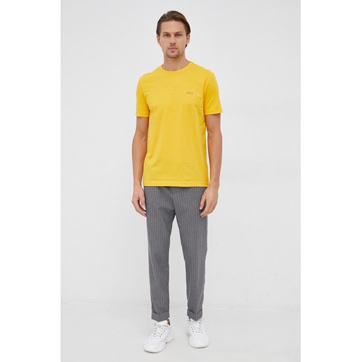 Boss T-shirt bawełniany Athleisure kolor żółty gładki XL ANSWEAR.com