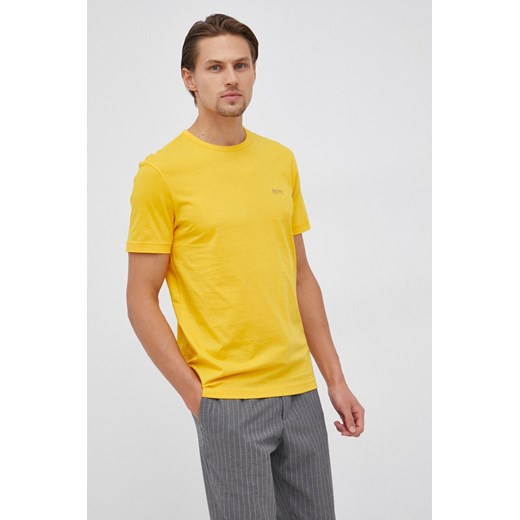 Boss T-shirt bawełniany Athleisure kolor żółty gładki L ANSWEAR.com