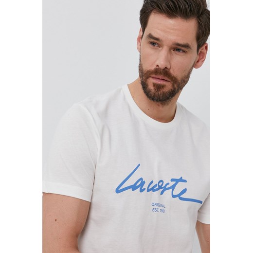 Lacoste T-shirt męski kolor biały z nadrukiem Lacoste M promocyjna cena ANSWEAR.com
