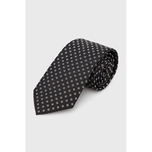 HUGO krawat z domieszką jedwabiu kolor czarny ONE ANSWEAR.com