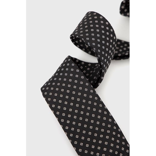 HUGO krawat z domieszką jedwabiu kolor czarny ONE ANSWEAR.com