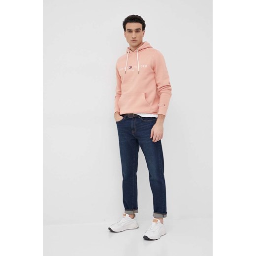 Tommy Hilfiger Bluza męska kolor różowy z kapturem z aplikacją Tommy Hilfiger XL ANSWEAR.com