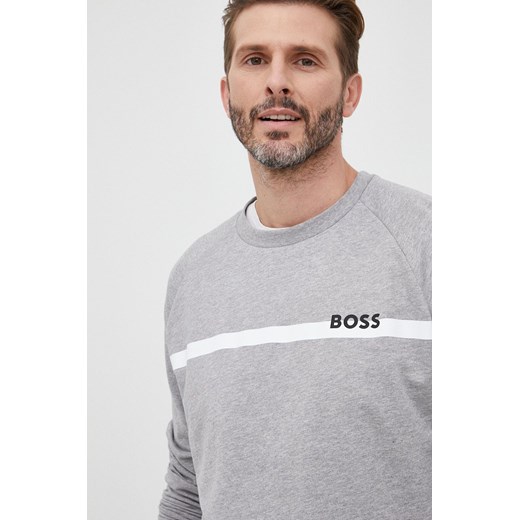 Boss bluza bawełniana kolor szary z nadrukiem M ANSWEAR.com
