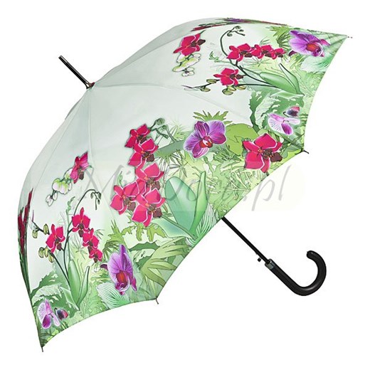 Orchidee - Parasol długi ze skórzaną rączką parasole-miadora-pl zielony długie