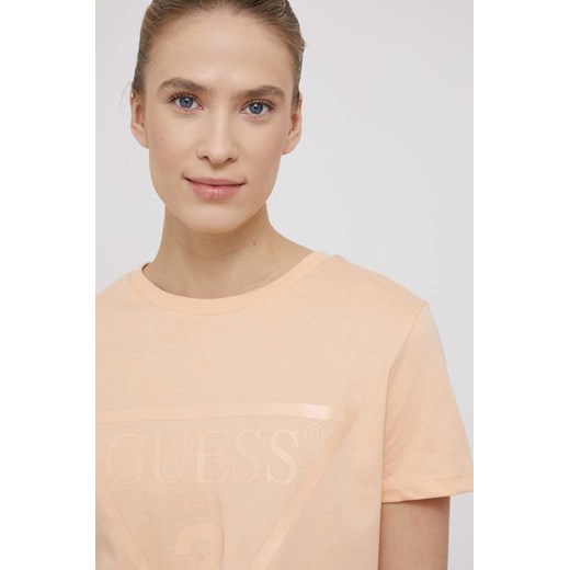 Guess t-shirt bawełniany kolor pomarańczowy Guess XS okazyjna cena ANSWEAR.com