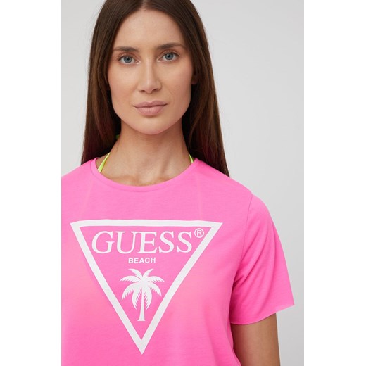 Guess t-shirt damski kolor różowy Guess S ANSWEAR.com