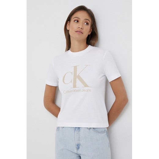 Calvin Klein Jeans t-shirt bawełniany kolor biały M ANSWEAR.com