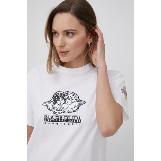 Napapijri t-shirt bawełniany kolor biały Napapijri M ANSWEAR.com