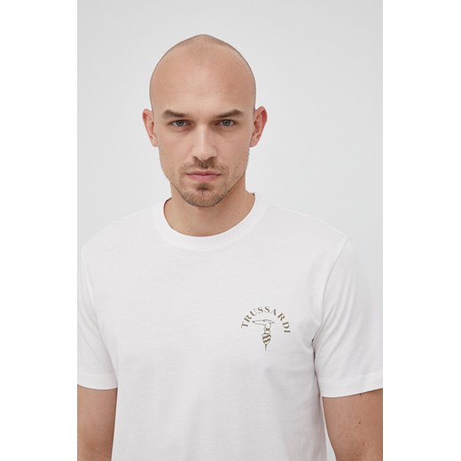 Trussardi T-shirt bawełniany kolor biały z nadrukiem Trussardi M ANSWEAR.com