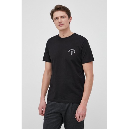 Trussardi T-shirt bawełniany kolor czarny z nadrukiem Trussardi M ANSWEAR.com