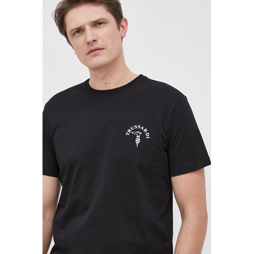 Trussardi T-shirt bawełniany kolor czarny z nadrukiem Trussardi S ANSWEAR.com