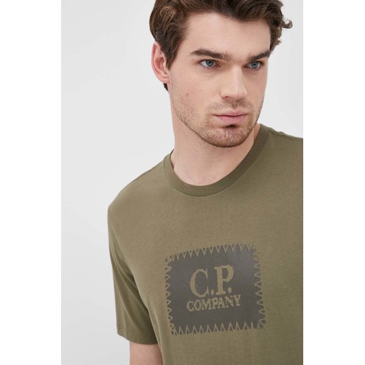 C.P. Company t-shirt bawełniany kolor zielony z nadrukiem XXL ANSWEAR.com