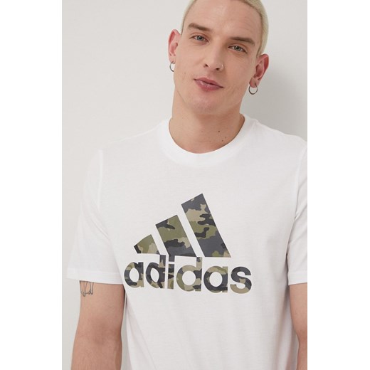 adidas t-shirt bawełniany kolor biały z nadrukiem M ANSWEAR.com