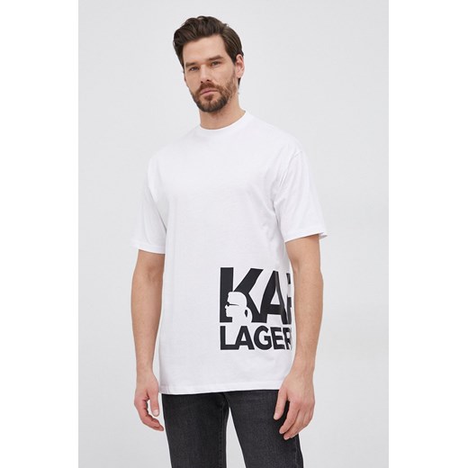 Karl Lagerfeld T-shirt bawełniany kolor biały z nadrukiem Karl Lagerfeld XL ANSWEAR.com